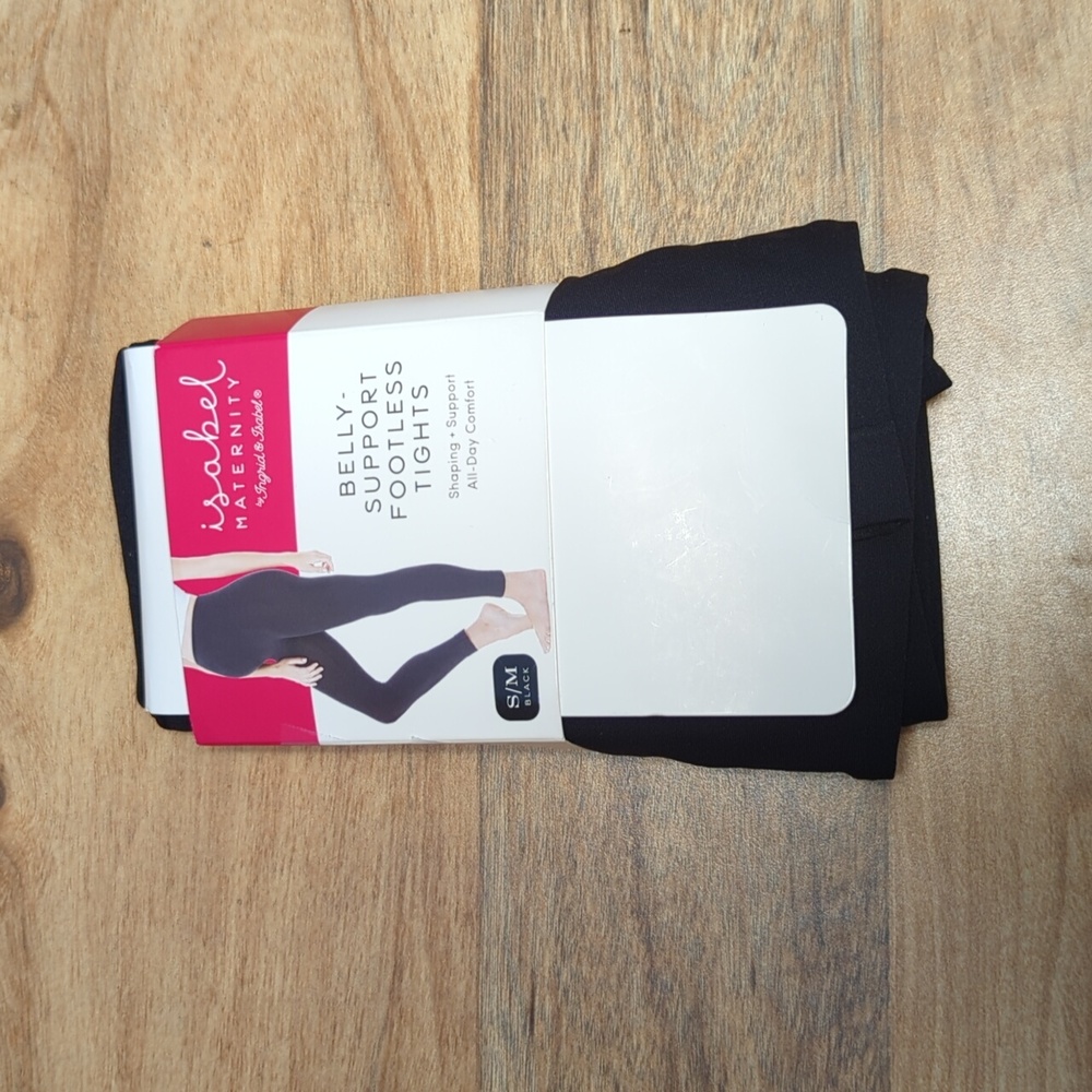 Women's Isabel Maternity Belly Support Footless Tights - Black